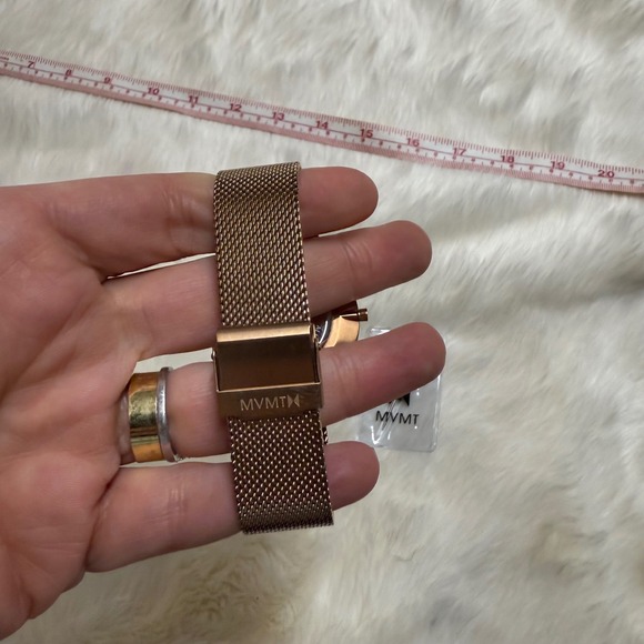 MVMT Boulevard Rose Gold Mesh Band Black Face Women's Watch - Picture 3 of 3